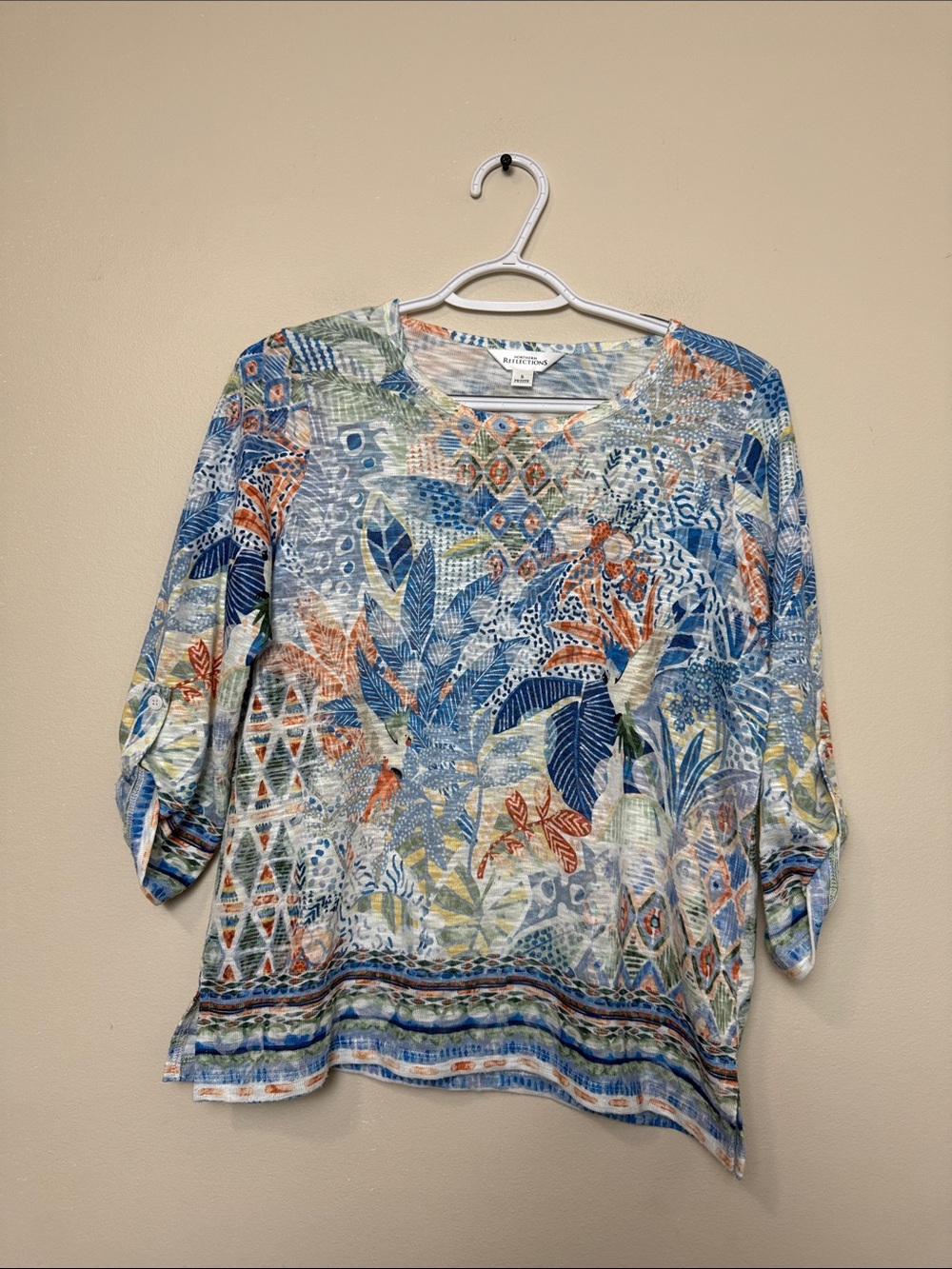 Northern Reflections Blue Multi Botanical Print Tunic size s